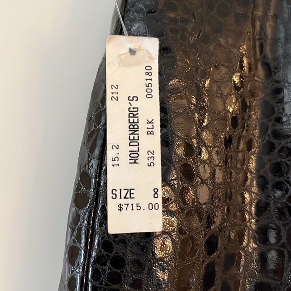 Comme Toujours Patent Leather Croc Embossed High Rise Pants - Picture 3 of 15